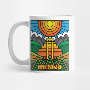 Mexican Art, Cinco de Mayo, Aztec pyramids, Mexican folklore vintage retro design Mug